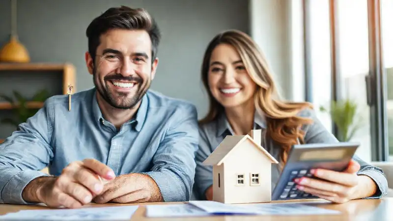 Pareja planifica su futuro financiero feliz
