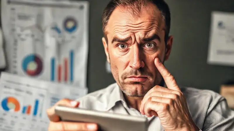 Un hombre confuso enfrenta problemas financieros