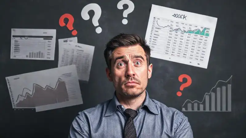 El hombre está confundido con finanzas