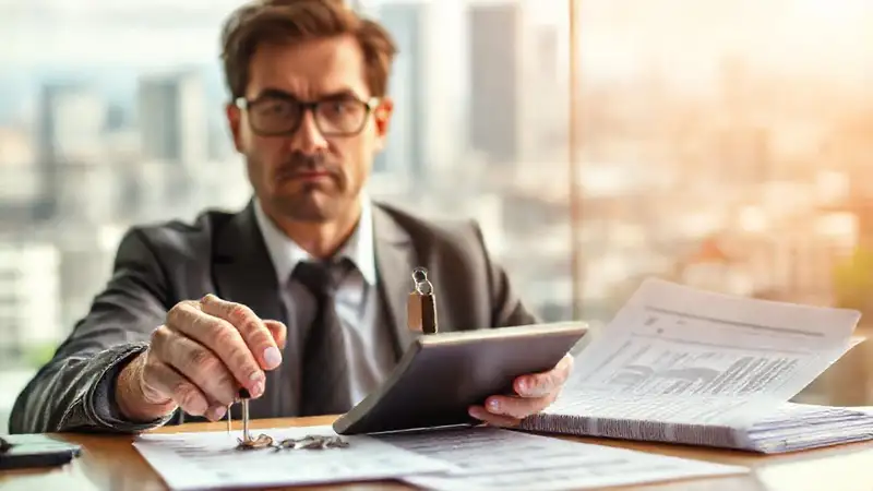 Un agente inmobiliario gestiona transacciones financieras