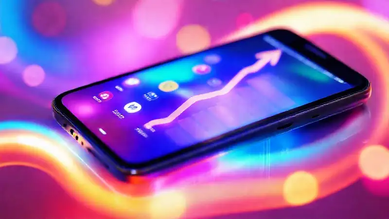 Smartphone moderno inspira ahorros y progreso