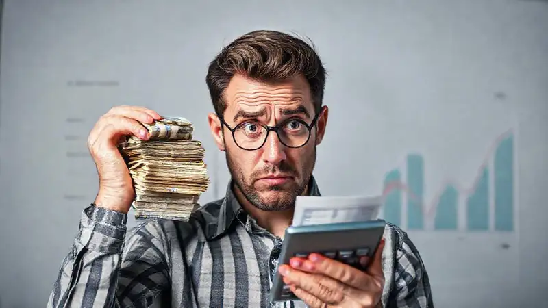 Un hombre confundido enfrenta una facturación compleja