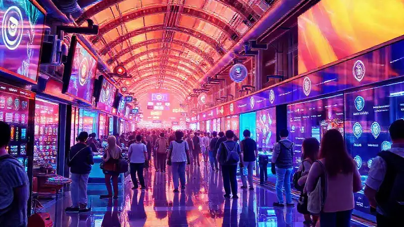 Mercado futurista: compra digital y brillante