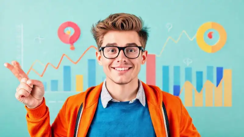 Joven, finanzas optimistas con signos de duda