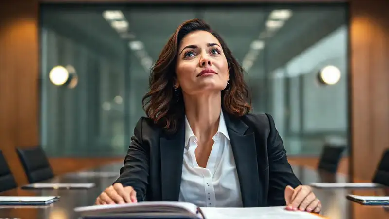 Mujer segura negocia con optimismo