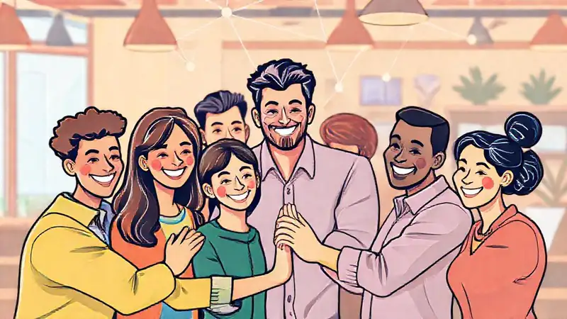 Personas unidas, apoyándose, construyendo futuro