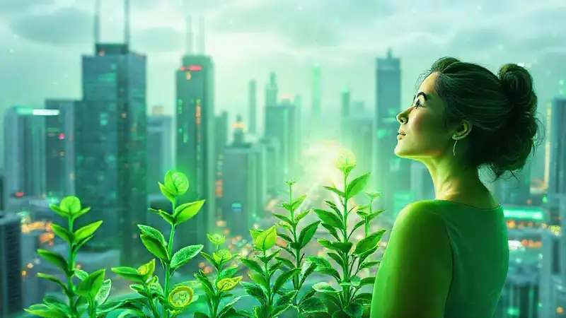 Ciudad futurista: crecimiento financiero digital brillante