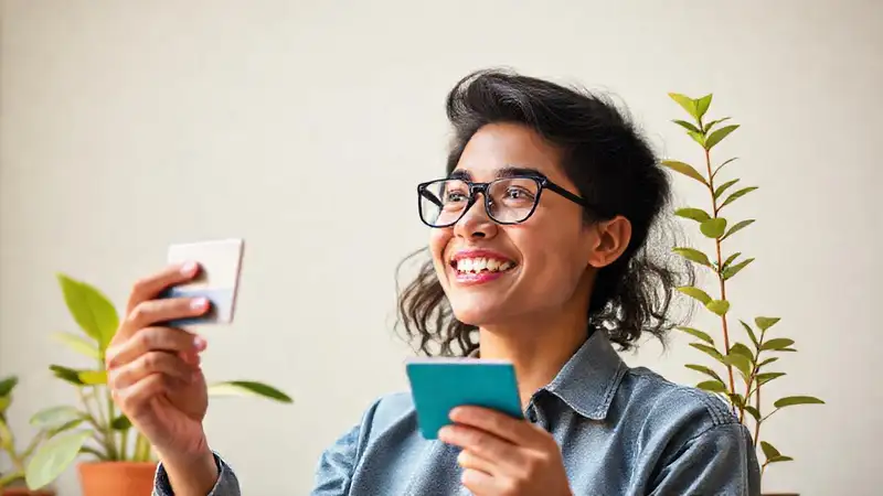 Joven, crédito, futuro próspero y optimista