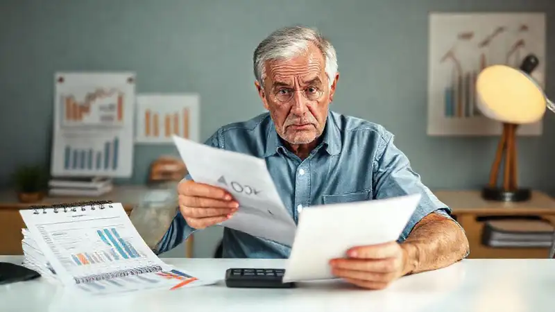 El jubilado confuso analiza su inversión preocupado