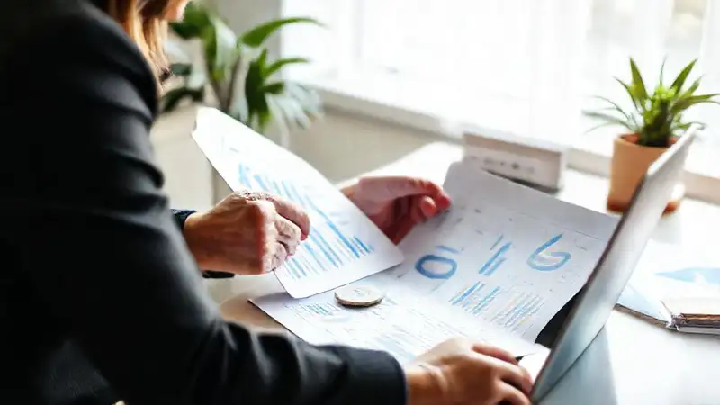Un asesor financiero evalúa datos serenos