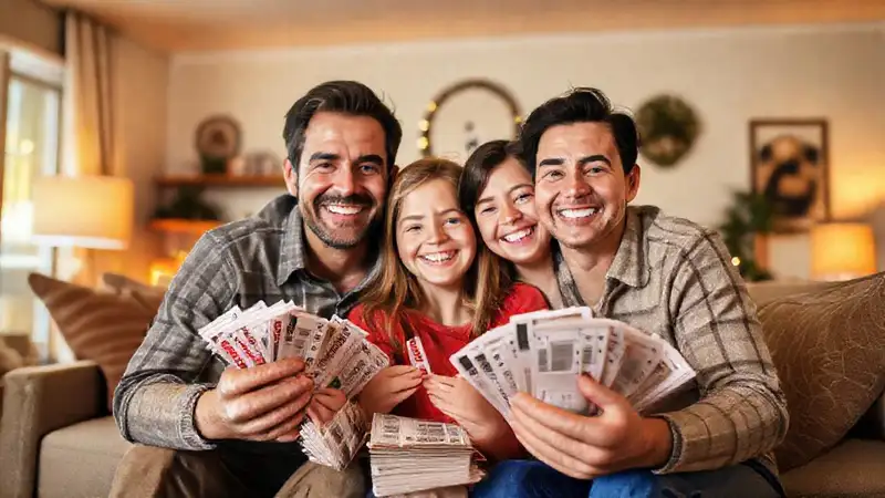 Familia feliz ahorra en casa