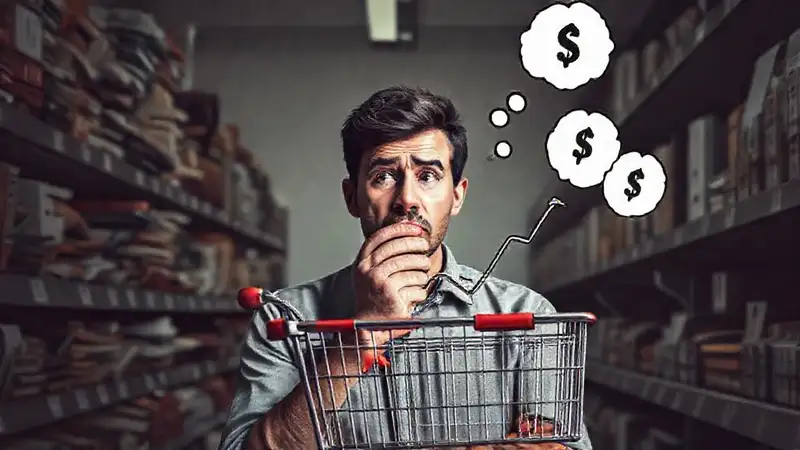 La reflexión visualiza compras confusas y dinero