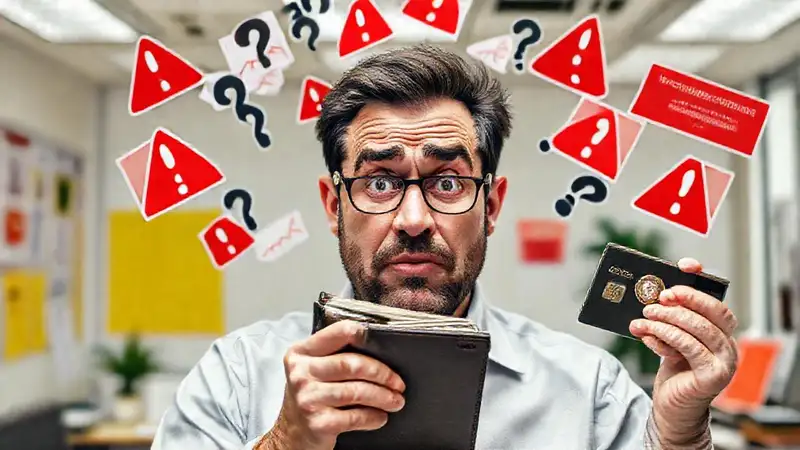 Un hombre confuso enfrenta un caos financiero