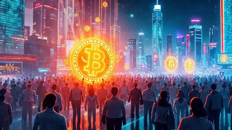 Ciudad futurista, cripto brillante y diversa