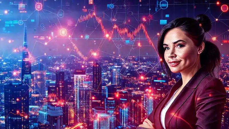 La mujer exitosa visualiza el futuro financiero