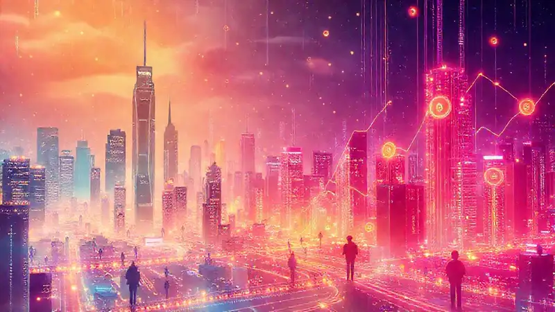 Ciudad futurista, cripto y tecnología 2023