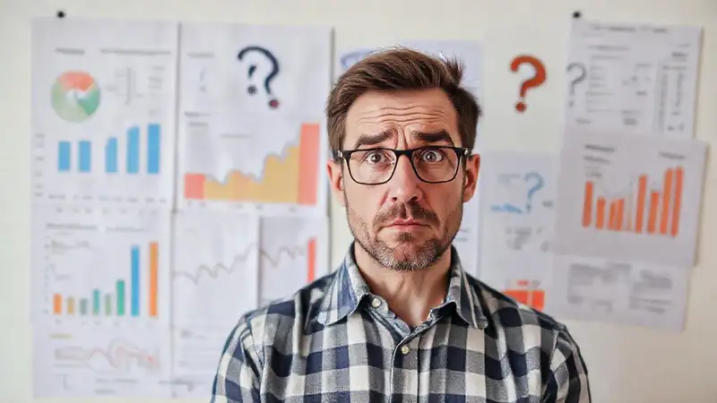El hombre busca orientación financiera confusa