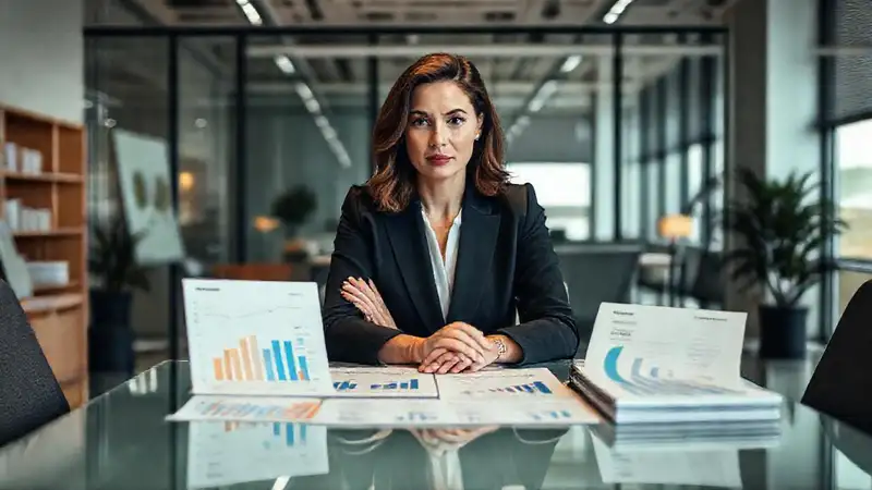 Una ejecutiva negocia con confianza datos estratégicos