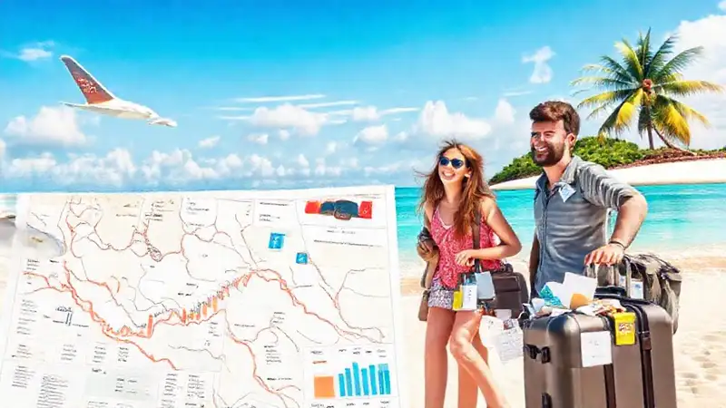 Vacaciones familiares, presupuesto y playa tropical