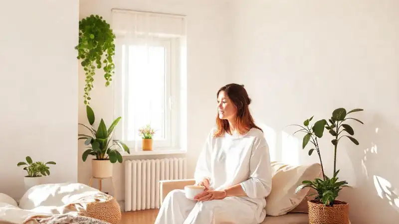 Una millennial disfruta de un hogar minimalista