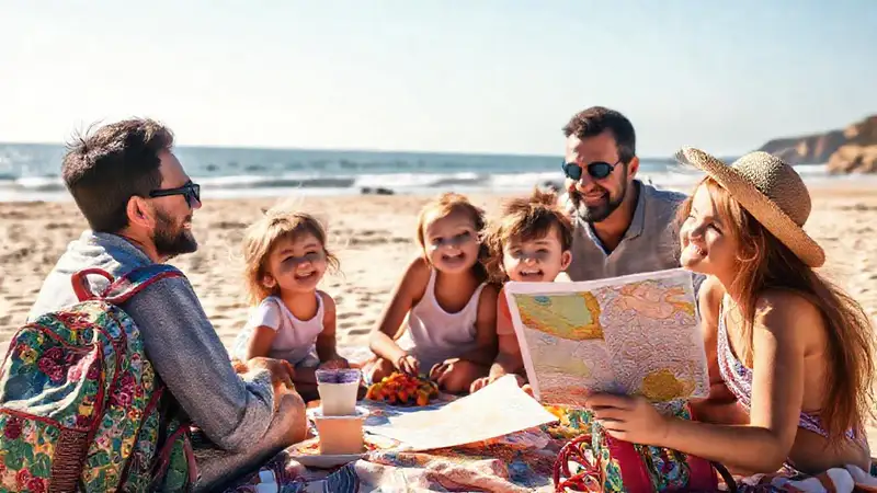 Familia feliz en la playa