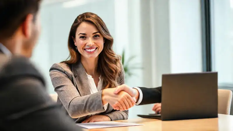 Mujer exitosa negocia un salario con confianza