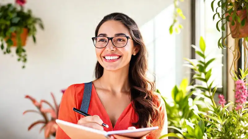 Una mujer optimista busca equilibrio vital