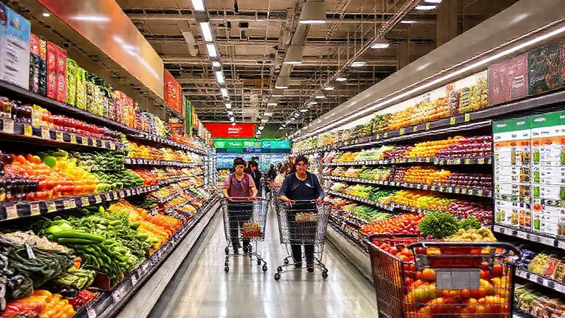 El supermercado ofrece un ambiente de compra alegre