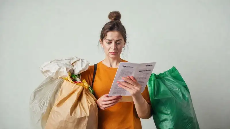 Una mujer estresada busca paz y ahorro