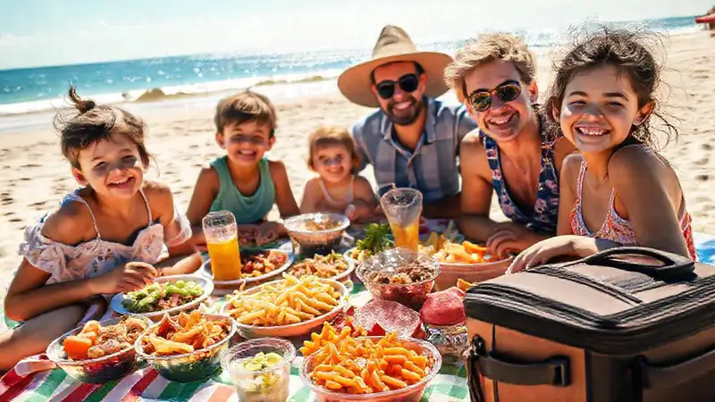Un picnic familiar soleado y alegre