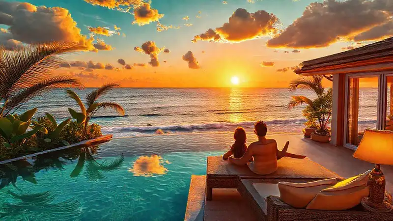 Un atardecer dorado y relajante