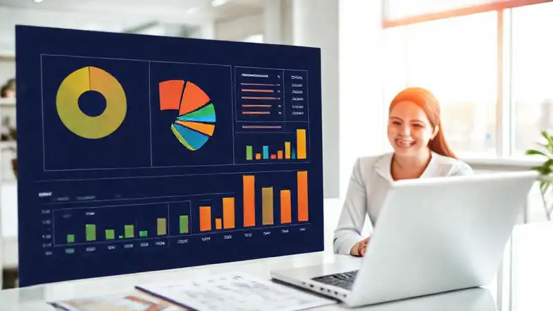 Una mujer gestiona su presupuesto gráfico