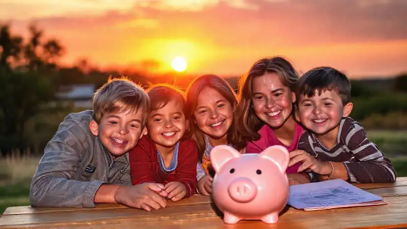 Una familia soñadora contempla un futuro brillante