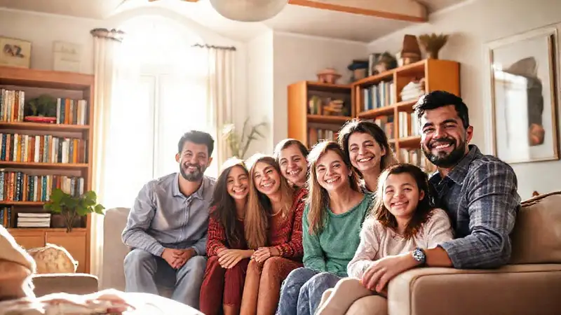 Un hogar cálido y familiar feliz