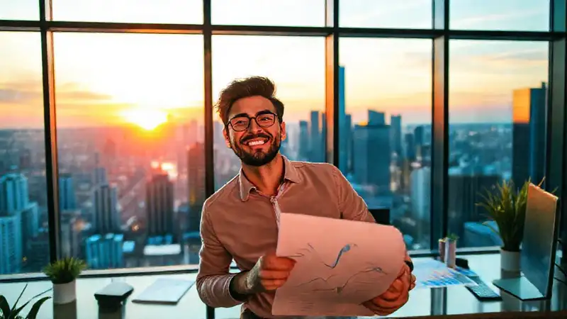 Emprendedor joven logra éxito financiero brillante