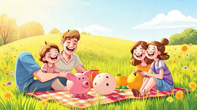 Un picnic familiar alegre y colorido