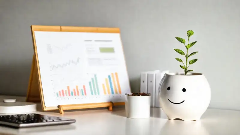 Un escritorio minimalista inspira prosperidad tranquila
