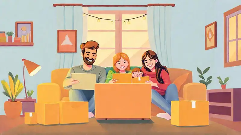 Familia feliz en hogar moderno