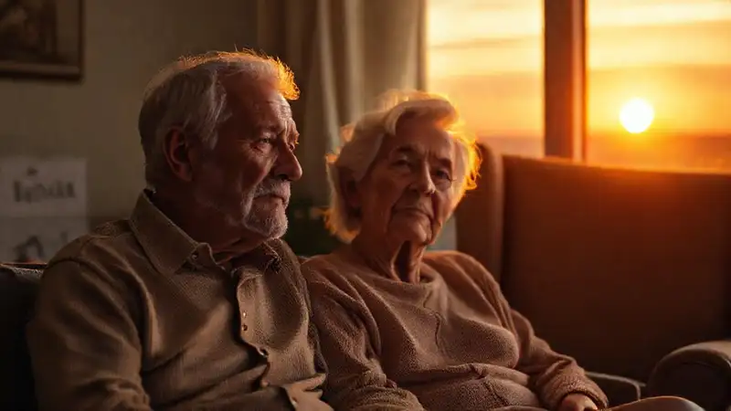 Anciano y anciana sueñan con su jubilación