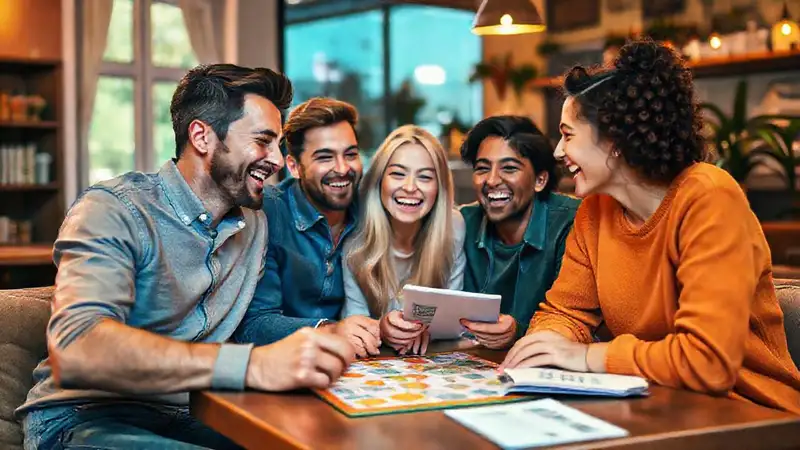 Amigos comparten risas y creatividad cálida