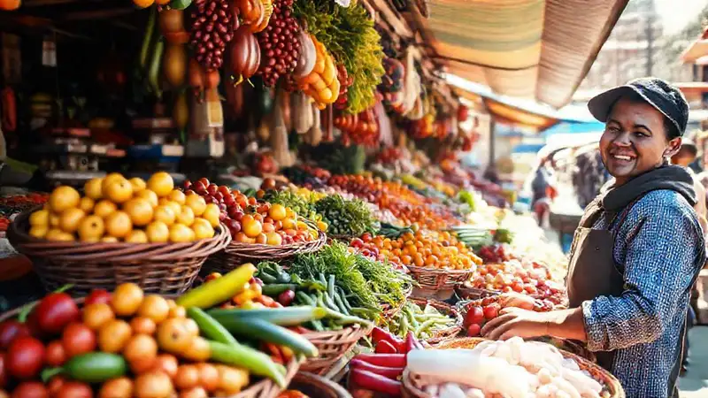 Mercado colorido y lleno de abundancia