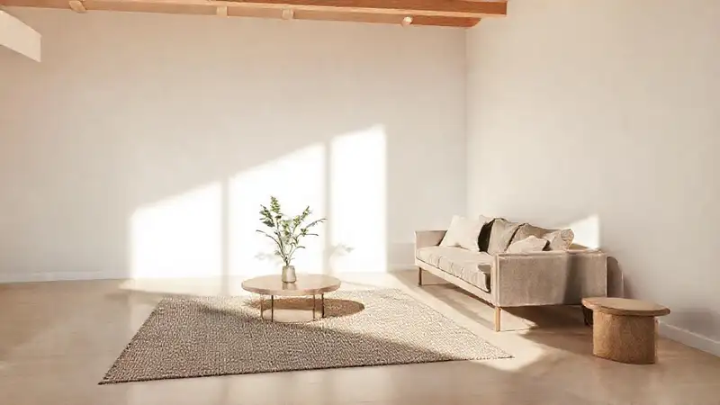 Un salón minimalista transmite calma y luz
