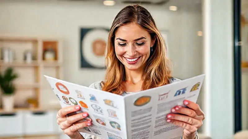 Una mujer lee un folleto informativo