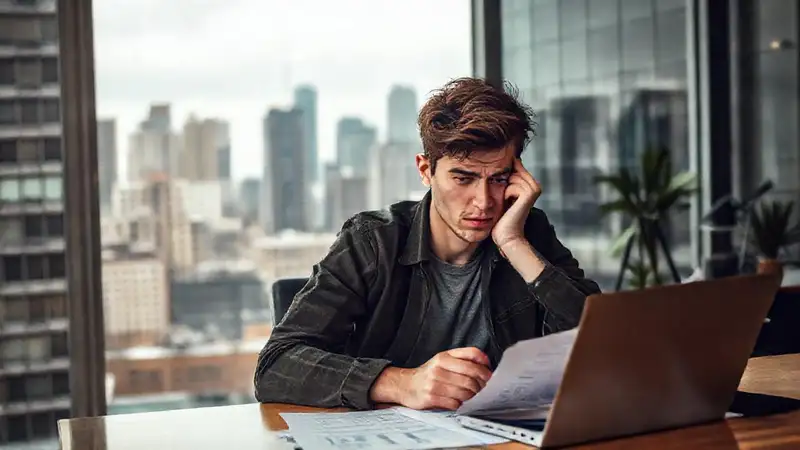 Millennial estresado enfrenta sus finanzas urbanas
