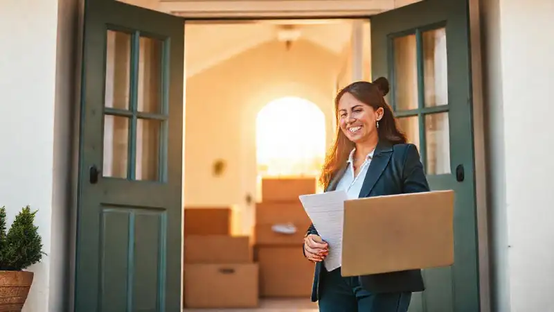 Un agente inmobiliario presenta una casa ideal