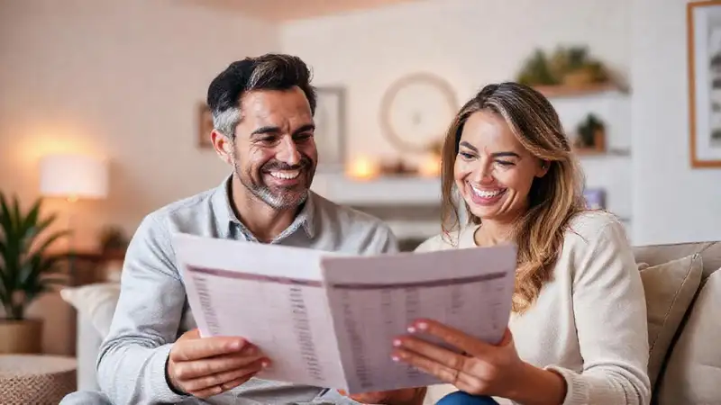 Pareja feliz planea su futuro