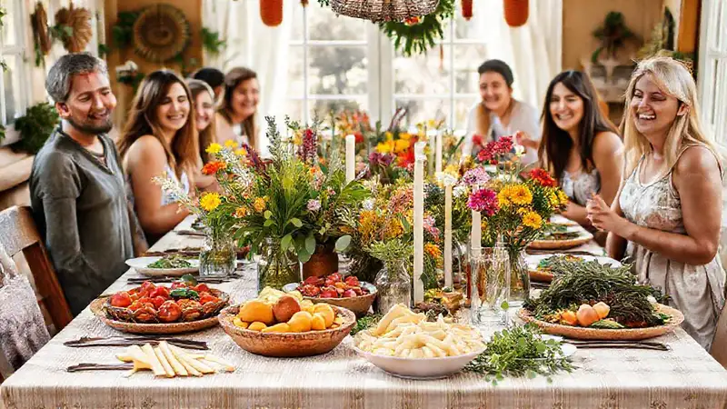 Una mesa festiva y acogedora